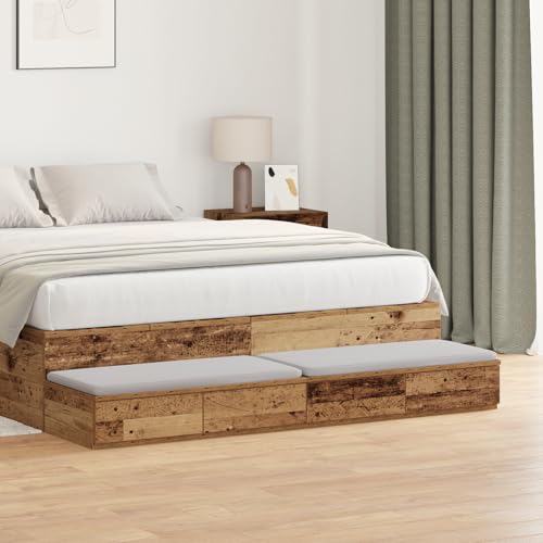 Qnhdfrt Rustikaler Nachttisch aus Massivholz Eiche mit Schubladen und Türen Grau Sonoma 140x36,5x16,5 cm Kompakter Beistelltisch mit Stauraum für Schlafzimmer Qnhdfrt Rustikaler Nachttisch aus Massivholz Eiche mit Schubladen und Türen Grau Sonoma 140x36,5x16,5 cm Kompakter Beistelltisch mit Stauraum für Schlafzimmer von Qnhdfrt