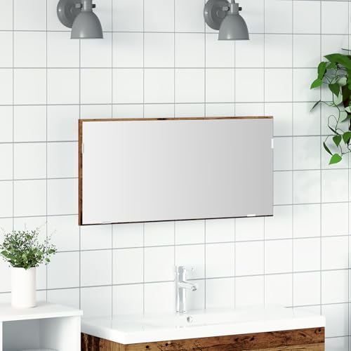 Qnhdfrt Rustikaler Spiegelschrank mit LED Beleuchtung Altholz Braun Rechteckig 80x37 cm Wandmontiert für Badezimmer Schlafzimmer und Wohnzimmer als Stauraum Lösung Qnhdfrt Rustikaler Spiegelschrank mit LED Beleuchtung Altholz Braun Rechteckig 80x37 cm Wandmontiert für Badezimmer Schlafzimmer und Wohnzimmer als Stauraum Lösung von Qnhdfrt
