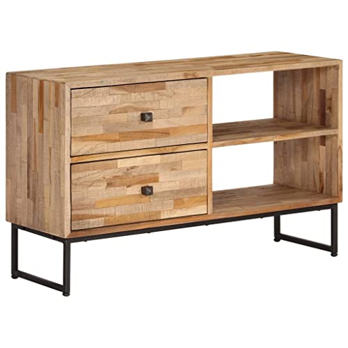 Qnhdfrt Rustikaler TV-Schrank aus recyceltem Teakholz 90x30x55 cm Handgefertigtes Lowboard Sideboard mit Stahlgestell für Wohnzimmer Qnhdfrt Rustikaler TV-Schrank aus recyceltem Teakholz 90x30x55 cm Handgefertigtes Lowboard Sideboard mit Stahlgestell für Wohnzimmer von Qnhdfrt