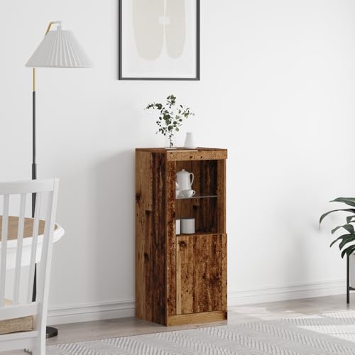 Qnhdfrt Rustikales Altholz Sideboard mit LED-Beleuchtung Buffetschrank 41x37x100 cm Braun Verwittert für Esszimmer Wohnzimmer Flur Möbel mit Zwei Fächern und einfacher Montage Qnhdfrt Rustikales Altholz Sideboard mit LED-Beleuchtung Buffetschrank 41x37x100 cm Braun Verwittert für Esszimmer Wohnzimmer Flur Möbel mit Zwei Fächern und einfacher Montage von Qnhdfrt