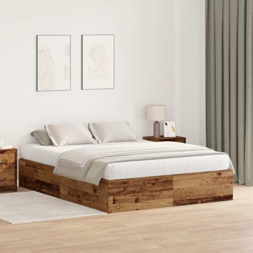 Qnhdfrt Rustikales Doppelstauraumbett aus Massivholz Altholz 150 x 200 cm mit Verwitterter Oberfläche und Integriertem Stauraum für Schlafzimmer Qnhdfrt Rustikales Doppelstauraumbett aus Massivholz Altholz 150 x 200 cm mit Verwitterter Oberfläche und Integriertem Stauraum für Schlafzimmer von Qnhdfrt