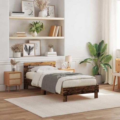 Qnhdfrt Rustikales Einzelbettgestell aus recyceltem Massivholz 75x190 cm mit verwitterter Oberfläche Robuste Bauweise und kompakte Größe für kleine Schlafzimmer Qnhdfrt Rustikales Einzelbettgestell aus recyceltem Massivholz 75x190 cm mit verwitterter Oberfläche Robuste Bauweise und kompakte Größe für kleine Schlafzimmer von Qnhdfrt