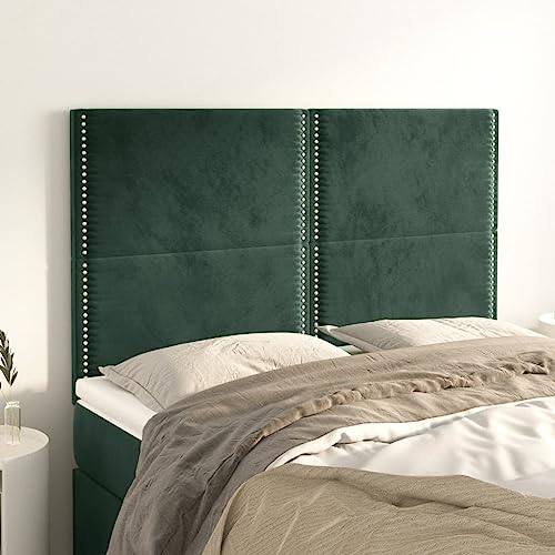 Qnhdfrt Samt Bett Kopfteil 4-teilig 72x5x78/88 cm Dunkelgrün Höhenverstellbar Bequeme Rückenlehne mit Nieten für Doppelbett Schlafzimmer Qnhdfrt Samt Bett Kopfteil 4-teilig 72x5x78/88 cm Dunkelgrün Höhenverstellbar Bequeme Rückenlehne mit Nieten für Doppelbett Schlafzimmer von Qnhdfrt