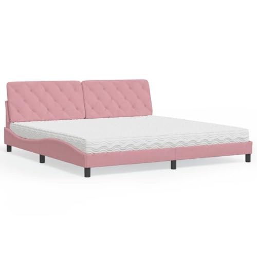 Qnhdfrt Samt Bett mit Matratze 200x200 cm Rosa Modernes Design mit Wellenform und Kopfteil für optimalen Schlafkomfort Qnhdfrt Samt Bett mit Matratze 200x200 cm Rosa Modernes Design mit Wellenform und Kopfteil für optimalen Schlafkomfort von Qnhdfrt