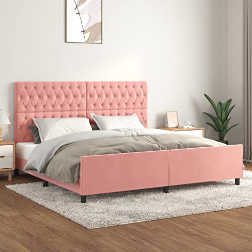 Qnhdfrt Samt Bettgestell mit Kopfteil Rosa 200x200 cm Höhenverstellbar Massivholz Bett Rahmen mit Lattenrost für Schlafzimmer Qnhdfrt Samt Bettgestell mit Kopfteil Rosa 200x200 cm Höhenverstellbar Massivholz Bett Rahmen mit Lattenrost für Schlafzimmer von Qnhdfrt