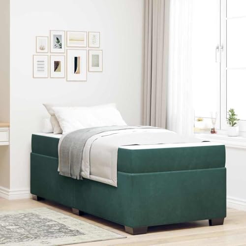 Qnhdfrt Samt Bettgestell mit Matratze 100 x 200 cm Dunkelgrün Modernes Design Robuster Sperrholzrahmen bis 140 kg Bequeme Schaumstoffmatratze für Schlafzimmer Gästebett und Jugendbett Qnhdfrt Samt Bettgestell mit Matratze 100 x 200 cm Dunkelgrün Modernes Design Robuster Sperrholzrahmen bis 140 kg Bequeme Schaumstoffmatratze für Schlafzimmer Gästebett und Jugendbett von Qnhdfrt