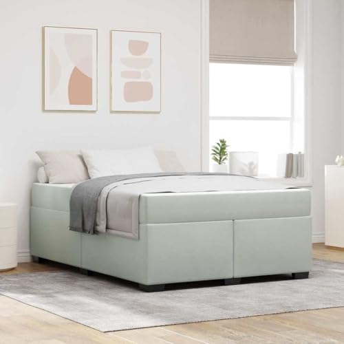Qnhdfrt Samt Bettgestell mit Matratze 160 x 200 cm Modernes Design & Robuster Sperrholzrahmen bis 140 kg Tragfähigkeit Hellgrau Velours für Schlafzimmer Gästebett Doppelbett Qnhdfrt Samt Bettgestell mit Matratze 160 x 200 cm Modernes Design & Robuster Sperrholzrahmen bis 140 kg Tragfähigkeit Hellgrau Velours für Schlafzimmer Gästebett Doppelbett von Qnhdfrt