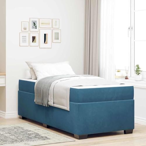 Qnhdfrt Samt Bettgestell mit Matratze 80 x 200 cm Modernes Design Robuster Sperrholzrahmen bis 140 kg Belastbar Hochdichte Schaummatratze für en Schlafkomfort in Blau Qnhdfrt Samt Bettgestell mit Matratze 80 x 200 cm Modernes Design Robuster Sperrholzrahmen bis 140 kg Belastbar Hochdichte Schaummatratze für en Schlafkomfort in Blau von Qnhdfrt
