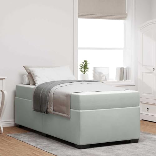 Qnhdfrt Samt Bettgestell mit Matratze 90 x 190 cm Modernes Design Robuster Sperrholzrahmen bis 140 kg Bequeme Schaumstoffmatratze für Schlafzimmer Gästebett Jugendbett Qnhdfrt Samt Bettgestell mit Matratze 90 x 190 cm Modernes Design Robuster Sperrholzrahmen bis 140 kg Bequeme Schaumstoffmatratze für Schlafzimmer Gästebett Jugendbett von Qnhdfrt