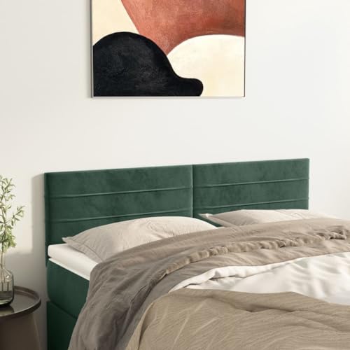 Qnhdfrt Samt Bettkopfteil 2er Set dunkelgrün 144x78/88 cm höhenverstellbar mit Holzbeinen, weich gepolstertes Wandkissen für Doppelbett, modernes Design & Rückenlehne fürs Schlafzimmer von Qnhdfrt