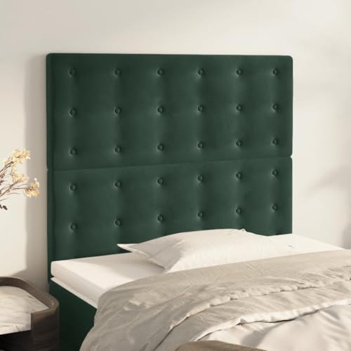 Qnhdfrt Samt Bettkopfteil 2er Set dunkelgrün 90x5x78 88 cm höhenverstellbar massives Lärchenholz Bequeme Rückenlehne für Schlafzimmer Modernes Design von Qnhdfrt