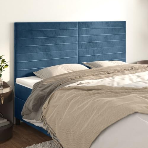 Qnhdfrt Samt Bettkopfteil 4er Set dunkelblau 90x5x78/88 cm höhenverstellbar mit massiver Lärchenholz Basis Modernes Wandpolster für Doppelbett Schlafzimmer Qnhdfrt Samt Bettkopfteil 4er Set dunkelblau 90x5x78/88 cm höhenverstellbar mit massiver Lärchenholz Basis Modernes Wandpolster für Doppelbett Schlafzimmer von Qnhdfrt