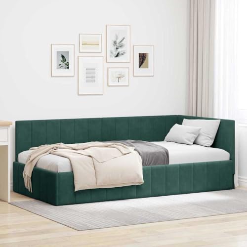 Qnhdfrt Samt Eckbettgestell Dunkelgrün 90x200 cm mit Lattenrost Modernes Single Bed Frame Kopfteil Jugendbett Gästebett für Schlafzimmer und Gästezimmer Qnhdfrt Samt Eckbettgestell Dunkelgrün 90x200 cm mit Lattenrost Modernes Single Bed Frame Kopfteil Jugendbett Gästebett für Schlafzimmer und Gästezimmer von Qnhdfrt