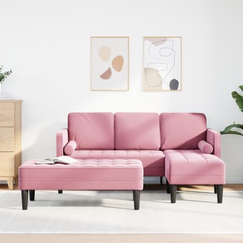 Qnhdfrt Samt Garten Sofa mit Bank L-Form in Rosa 3-Sitzer mit Kissen für Wohnzimmer und Balkon Qnhdfrt Samt Garten Sofa mit Bank L-Form in Rosa 3-Sitzer mit Kissen für Wohnzimmer und Balkon von Qnhdfrt