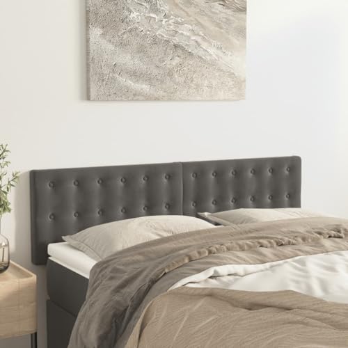 Qnhdfrt Samt Kopfteil 2er Set 72x5x78/88 cm Dunkelgrau Höhenverstellbar mit massiven Lärchenbeinen Modernes Design Rückenpolster für Bett und Schlafzimmer von Qnhdfrt