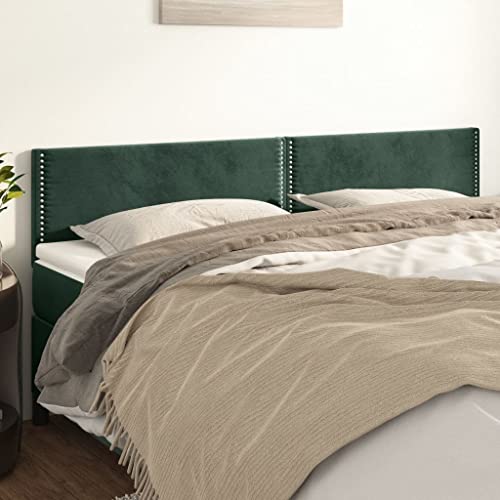 Qnhdfrt Samt Kopfteil 2er Set 90x78-88 cm Dunkelgrün Höhenverstellbar mit Massivholzbeinen Bequeme Rückenlehne für Bett Gestell Schlafzimmer von Qnhdfrt
