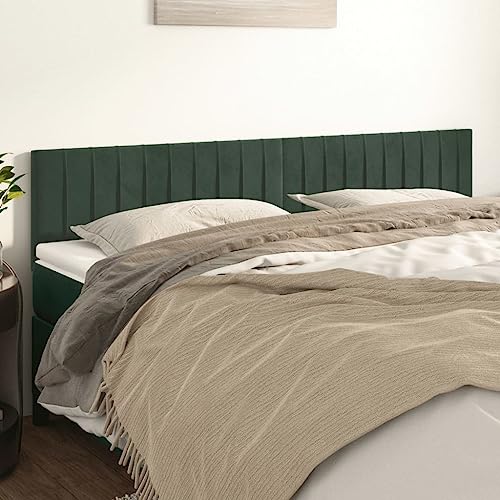 Qnhdfrt Samt Kopfteil 2er Set Dunkelgrün 100x5x88 cm Höhenverstellbar Lärchenholz Beine Bequeme Rückenlehne für Schlafzimmer und Gästezimmer von Qnhdfrt
