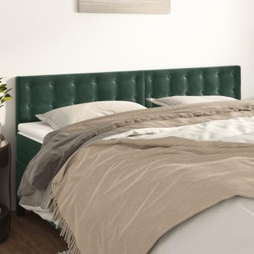 Qnhdfrt Samt Kopfteil 2er Set Dunkelgrün 160x78/88 cm Höhenverstellbar Massivholzbeine Bequeme Rückenlehne für Schlafzimmer und Gästezimmer von Qnhdfrt