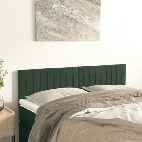 Qnhdfrt Samt Kopfteil 2er Set für Bett in Dunkelgrün 72x5x78/88 cm Höhenverstellbar mit Massivholzbeinen & Rückenlehne Polsterung für Schlafzimmer und Gästezimmer von Qnhdfrt