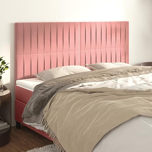 Qnhdfrt Samt Kopfteil 4er Set Rosa 90x78/88 cm Höhenverstellbar Modernes Bett Kopfteil mit Holzbeinen Rückenlehne Wandpolster für Schlafzimmer von Qnhdfrt