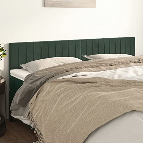 Qnhdfrt Samt Kopfteil Bett 2er Set 80x78/88 cm Höhenverstellbar Dunkelgrün mit Massivholzbeinen Bequemes Wandpolster für Schlafzimmer und Gästezimmer von Qnhdfrt