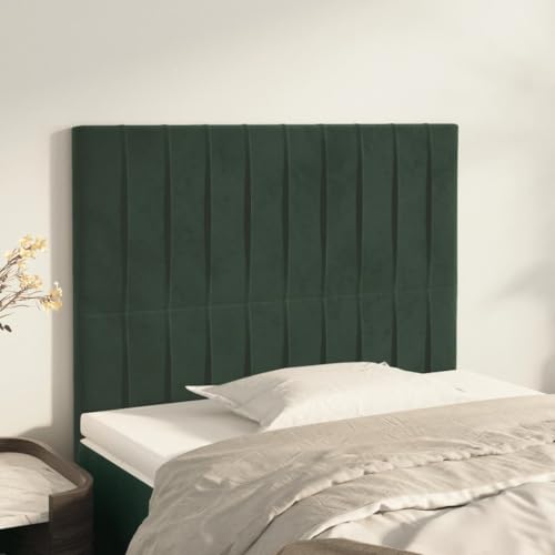 Qnhdfrt Samt Kopfteil Bett 2er Set Dunkelgrün 90x118/128 cm Höhenverstellbar Lärchenholz Beine Bequeme Rückenlehne Kopfenden für Schlafzimmer Wohnung von Qnhdfrt