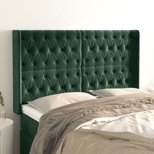 Qnhdfrt Samt Kopfteil Bett Dunkelgrün 147x118/128 cm Höhenverstellbar mit Ohren Elegant Robust für Schlafzimmer und Gästezimmer Qnhdfrt Samt Kopfteil Bett Dunkelgrün 147x118/128 cm Höhenverstellbar mit Ohren Elegant Robust für Schlafzimmer und Gästezimmer von Qnhdfrt