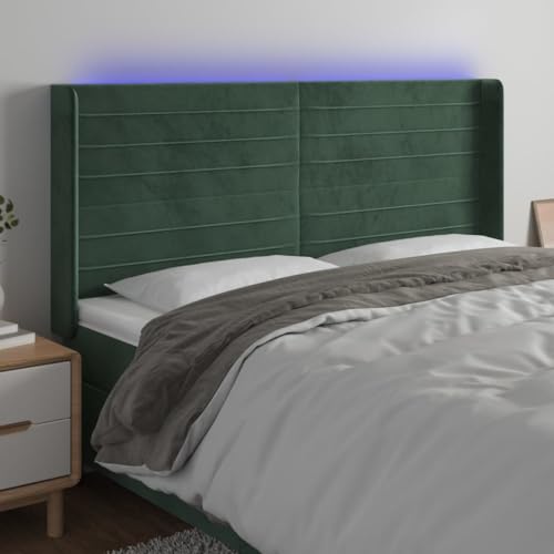 Qnhdfrt Samt Kopfteil Dunkelgrün 203 cm mit LED Beleuchtung Höhenverstellbar 118/128 cm Modernes Bettkopfteil Rückenlehne für Schlafzimmer und Gästezimmer geeignet Qnhdfrt Samt Kopfteil Dunkelgrün 203 cm mit LED Beleuchtung Höhenverstellbar 118/128 cm Modernes Bettkopfteil Rückenlehne für Schlafzimmer und Gästezimmer geeignet von Qnhdfrt