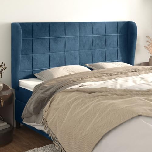 Qnhdfrt Samt Kopfteil mit Ohren Dunkelblau 163x23x118/128 cm Höhenverstellbar Robustes Lärchenholz Bequeme Rückenlehne Modernes Design für Schlafzimmer und Gästezimmer Qnhdfrt Samt Kopfteil mit Ohren Dunkelblau 163x23x118/128 cm Höhenverstellbar Robustes Lärchenholz Bequeme Rückenlehne Modernes Design für Schlafzimmer und Gästezimmer von Qnhdfrt