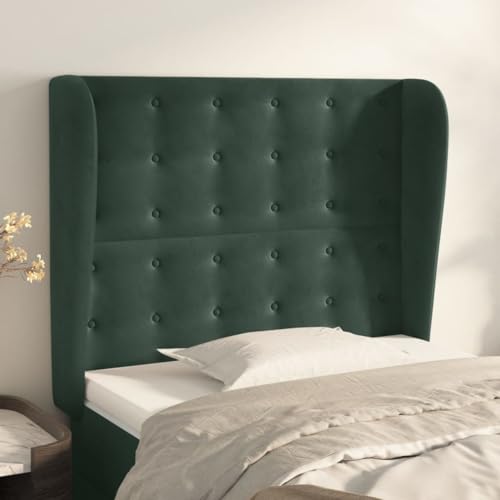 Qnhdfrt Samt Kopfteil mit Ohren Dunkelgrün 103x118/128 cm Höhenverstellbar Massivholzbeine Bequeme Rückenlehne für Schlafzimmer Modernes Design Qnhdfrt Samt Kopfteil mit Ohren Dunkelgrün 103x118/128 cm Höhenverstellbar Massivholzbeine Bequeme Rückenlehne für Schlafzimmer Modernes Design von Qnhdfrt