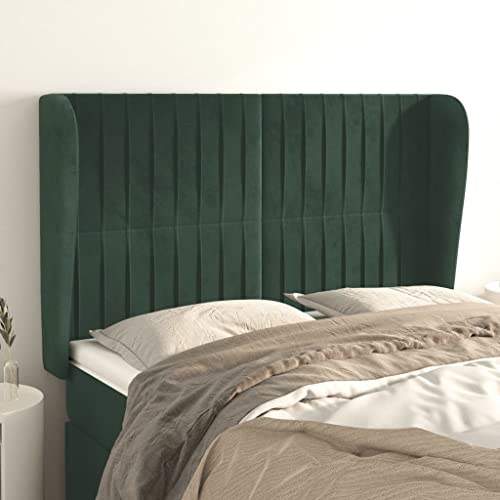 Qnhdfrt Samt Kopfteil mit Ohren Dunkelgrün 147x23x118/128 cm Höhenverstellbar Massivholzbeine Modernes Design Bequeme Rückenlehne für Schlafzimmer Qnhdfrt Samt Kopfteil mit Ohren Dunkelgrün 147x23x118/128 cm Höhenverstellbar Massivholzbeine Modernes Design Bequeme Rückenlehne für Schlafzimmer von Qnhdfrt