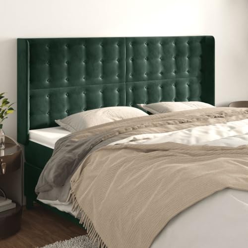 Qnhdfrt Samt Kopfteil mit Ohren Dunkelgrün 183x16x118/128 cm Höhenverstellbare Bettrückwand aus Lärchenholz & Samt Bequeme Rückenlehne für Schlafzimmer Doppelbett Qnhdfrt Samt Kopfteil mit Ohren Dunkelgrün 183x16x118/128 cm Höhenverstellbare Bettrückwand aus Lärchenholz & Samt Bequeme Rückenlehne für Schlafzimmer Doppelbett von Qnhdfrt