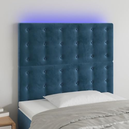 Qnhdfrt Samt LED Kopfteil Dunkelblau 100x5x118/128 cm Höhenverstellbares Bettkopfteil mit RGB Licht & USB 5V Wandpolster Rückenlehne für Schlafzimmer Jugendzimmer Gästezimmer Qnhdfrt Samt LED Kopfteil Dunkelblau 100x5x118/128 cm Höhenverstellbares Bettkopfteil mit RGB Licht & USB 5V Wandpolster Rückenlehne für Schlafzimmer Jugendzimmer Gästezimmer von Qnhdfrt