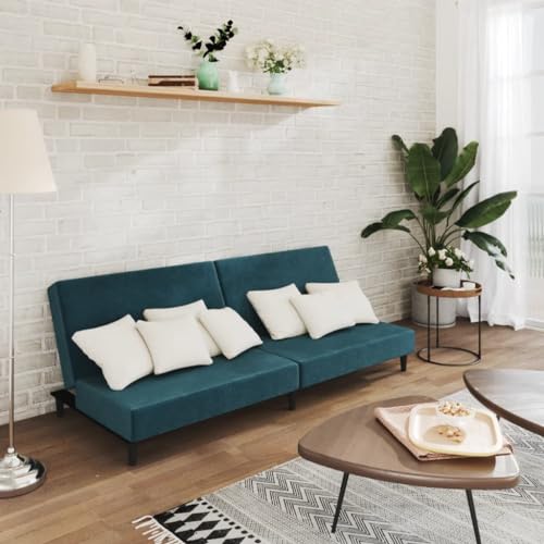 Qnhdfrt Samt Schlafsofa 2-Sitzer Blau mit 2-in-1 Funktion, verstellbare Rückenlehnen, bequem für Gästeübernachtung und kleine Räume wie Wohnzimmer oder Büro Qnhdfrt Samt Schlafsofa 2-Sitzer Blau mit 2-in-1 Funktion, verstellbare Rückenlehnen, bequem für Gästeübernachtung und kleine Räume wie Wohnzimmer oder Büro von Qnhdfrt