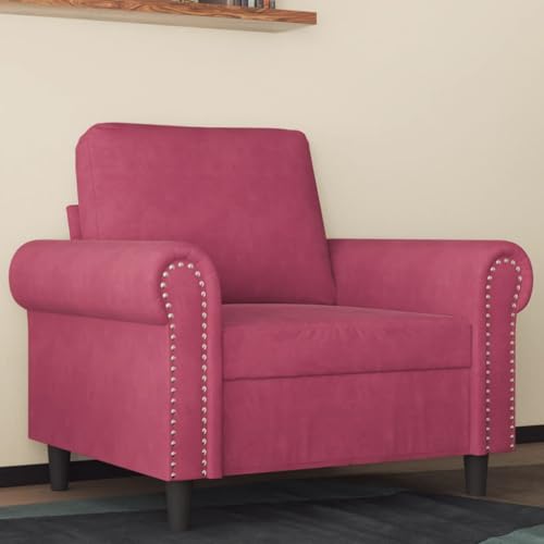Qnhdfrt Samt Sessel Weinrot 60 cm Bequemer Relaxsessel mit Metallgestell für Wohnzimmer Balkon und Leseecke von Qnhdfrt