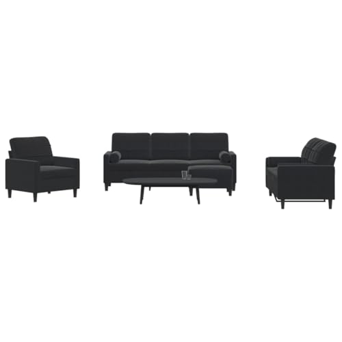 Qnhdfrt Samt Sofagarnitur Set Schwarz 3+2+1 Sessel Couch mit Hocker und Nackenkissen für Wohnzimmer Balkon Modernes Design Bequem Qnhdfrt Samt Sofagarnitur Set Schwarz 3+2+1 Sessel Couch mit Hocker und Nackenkissen für Wohnzimmer Balkon Modernes Design Bequem von Qnhdfrt