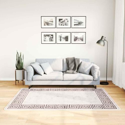 Qnhdfrt Samt Teppich 120x180 cm Hellbeige - Weicher, Rutschfester Wohnzimmerteppich mit modernem Design, maschinenwaschbar für Wohnzimmer, Schlafzimmer und Flur von Qnhdfrt