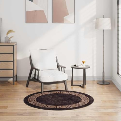 Qnhdfrt Samt Teppich Schwarz und Gold 120 cm Weich und rutschfest mit Modernem Design für Wohnzimmer, Schlafzimmer und Flur von Qnhdfrt