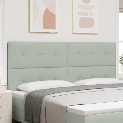 Qnhdfrt Samtkopfteil Hellgrau 200 cm Höhenverstellbar Moderner Button-Tufting Look Robust und Langlebig für Queen-Size Bett und Schlafzimmer Qnhdfrt Samtkopfteil Hellgrau 200 cm Höhenverstellbar Moderner Button-Tufting Look Robust und Langlebig für Queen-Size Bett und Schlafzimmer von Qnhdfrt