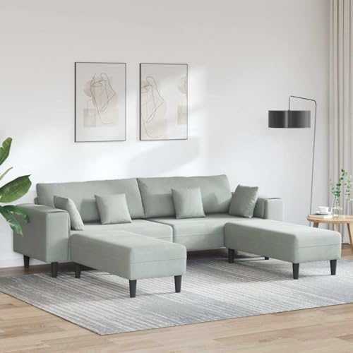 Qnhdfrt Samtsofa 4-Sitzer 250 x 188 x 76 cm Hellgrau Modernes Big Sofa mit Kegelfüßen und Atmungsaktivem Samtbezug Robust und Langlebig für Wohnzimmer Gästezimmer und Jugendzimmer Qnhdfrt Samtsofa 4-Sitzer 250 x 188 x 76 cm Hellgrau Modernes Big Sofa mit Kegelfüßen und Atmungsaktivem Samtbezug Robust und Langlebig für Wohnzimmer Gästezimmer und Jugendzimmer von Qnhdfrt