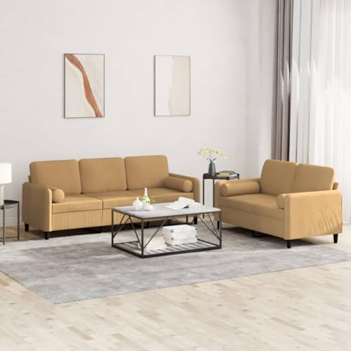 Qnhdfrt Samtsofa Garnitur Braun 2+3 Sitzer mit Kissen Wohnlandschaft Qnhdfrt Samtsofa Garnitur Braun 2+3 Sitzer mit Kissen Wohnlandschaft von Qnhdfrt