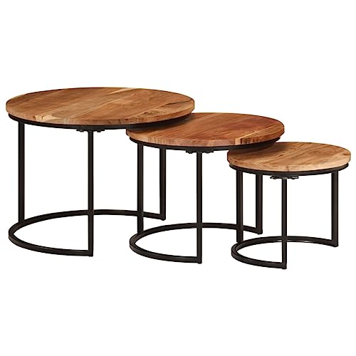 Qnhdfrt Satztische 3er Set Massivholz Akazie Schwarz Beistelltisch Couchtisch Nachttisch für Wohnzimmer Schlafzimmer Büro Klassisches Design und Langlebigkeit Qnhdfrt Satztische 3er Set Massivholz Akazie Schwarz Beistelltisch Couchtisch Nachttisch für Wohnzimmer Schlafzimmer Büro Klassisches Design und Langlebigkeit von Qnhdfrt