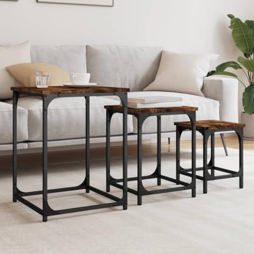 Qnhdfrt Satztische Set 3 STK. Räuchereiche Holzwerkstoff Metall mit Nesting Design für Beistelltisch Couchtisch Nachttisch in Wohnzimmer Schlafzimmer Büro Qnhdfrt Satztische Set 3 STK. Räuchereiche Holzwerkstoff Metall mit Nesting Design für Beistelltisch Couchtisch Nachttisch in Wohnzimmer Schlafzimmer Büro von Qnhdfrt