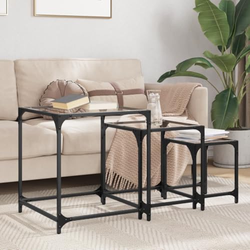 Qnhdfrt Satztische Set 3 Stück mit Transparenter Glasplatte und Stahl Beistelltisch Couchtisch Verschiedene Größen Modernes Design für Wohnzimmer Schlafzimmer Büro Qnhdfrt Satztische Set 3 Stück mit Transparenter Glasplatte und Stahl Beistelltisch Couchtisch Verschiedene Größen Modernes Design für Wohnzimmer Schlafzimmer Büro von Qnhdfrt