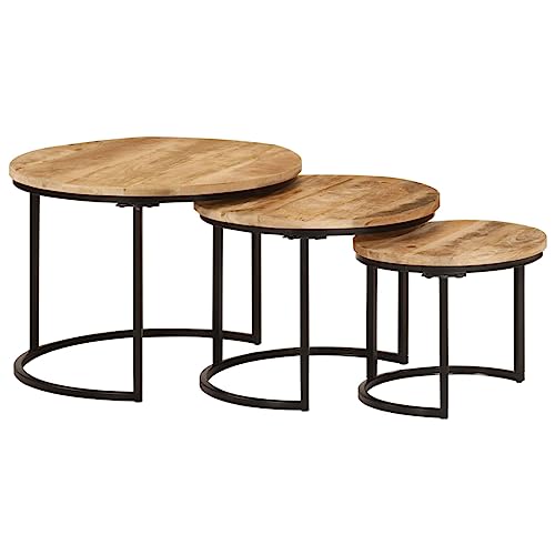 Qnhdfrt Satztische aus Massivholz Mango 3er Set Couchtisch Beistelltisch Nachttisch Verschiedene Größen Schwarz Natural Finish für Wohnzimmer Schlafzimmer Qnhdfrt Satztische aus Massivholz Mango 3er Set Couchtisch Beistelltisch Nachttisch Verschiedene Größen Schwarz Natural Finish für Wohnzimmer Schlafzimmer von Qnhdfrt