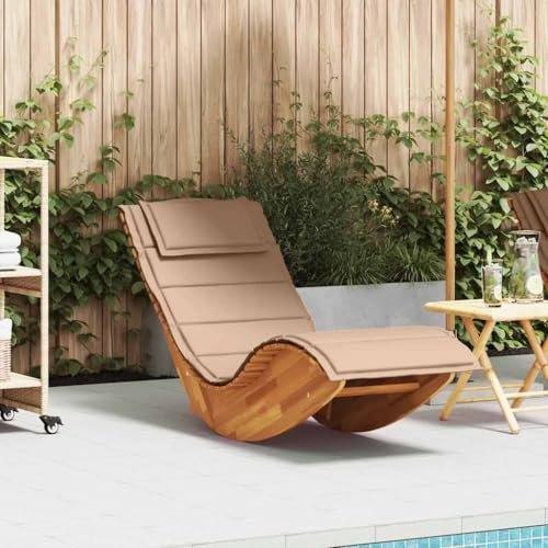 Qnhdfrt Schaukelliege aus massivem Akazienholz mit beigen Polstern - Robuste Gartenliege zum Entspannen im Freien für Terrasse, Pool oder Balkon Qnhdfrt Schaukelliege aus massivem Akazienholz mit beigen Polstern - Robuste Gartenliege zum Entspannen im Freien für Terrasse, Pool oder Balkon von Qnhdfrt