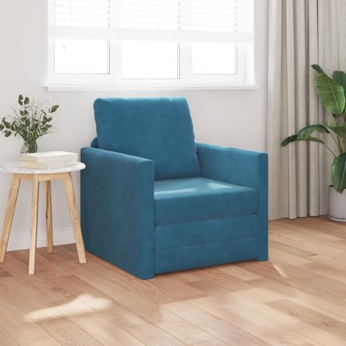 Qnhdfrt Schlafsessel 2-in-1 Blau 74x77x81 cm Samtbezug Kompakter Sessel mit Naturholzrahmen für Wohnzimmer Schlafzimmer Qnhdfrt Schlafsessel 2-in-1 Blau 74x77x81 cm Samtbezug Kompakter Sessel mit Naturholzrahmen für Wohnzimmer Schlafzimmer von Qnhdfrt
