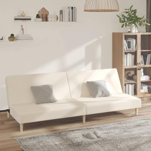 Qnhdfrt Schlafsofa 2-Sitzer Creme Stoff - Ausziehbett Sofa mit Holzrahmen für kleine Räume, Komfortables Sitzgefühl, für Wohnzimmer Büro und Jugendzimmer Qnhdfrt Schlafsofa 2-Sitzer Creme Stoff - Ausziehbett Sofa mit Holzrahmen für kleine Räume, Komfortables Sitzgefühl, für Wohnzimmer Büro und Jugendzimmer von Qnhdfrt