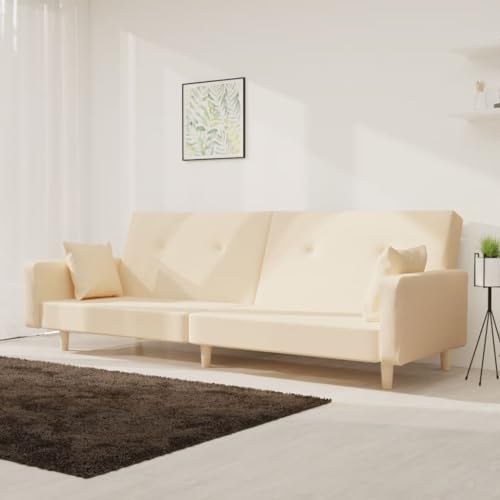 Qnhdfrt Schlafsofa 2-Sitzer Creme Stoff mit 2 Kissen - Einfach in Doppelbett Verwandeln, Bequemes Sofa für Wohnzimmer und Kleine Räume Qnhdfrt Schlafsofa 2-Sitzer Creme Stoff mit 2 Kissen - Einfach in Doppelbett Verwandeln, Bequemes Sofa für Wohnzimmer und Kleine Räume von Qnhdfrt