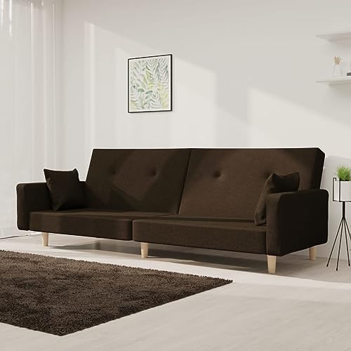 Qnhdfrt Schlafsofa 2-Sitzer Dunkelbraun Stoff Sofa Couch mit Schlaffunktion für Wohnzimmer und kleine Räume Qnhdfrt Schlafsofa 2-Sitzer Dunkelbraun Stoff Sofa Couch mit Schlaffunktion für Wohnzimmer und kleine Räume von Qnhdfrt